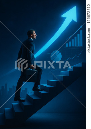 Business executive climbing success staircase 126672810