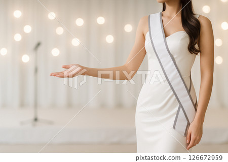 Beauty Queen Inviting Onto Glamorous Pageant Stage 126672959