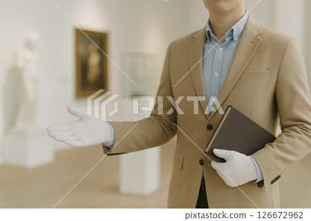 Curator Welcoming to Grand Museum Exhibition Space 126672962