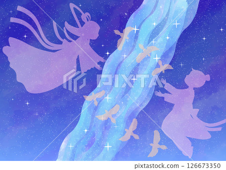 銀河、織姬和彥星的插圖 126673350
