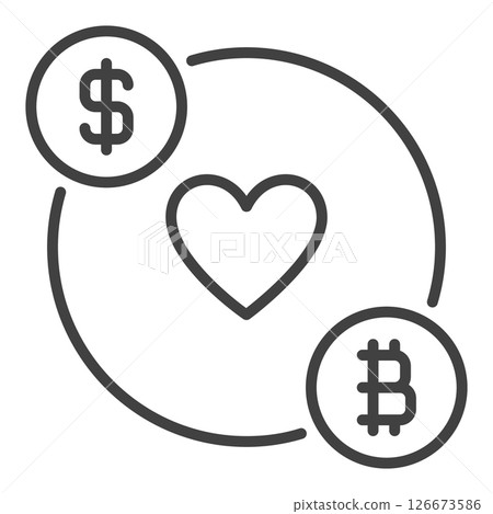 BTC and Dollar with Heart vector Crypto Traders and Investors icon or symbol in outline style BTC and Dollar with Heart vector Crypto Traders and Investors icon or symbol in outline style 126673586
