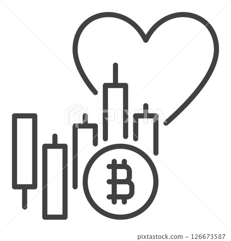 BTC Market Chart with Heart vector Trading outline icon or symbol BTC Market Chart with Heart vector Trading outline icon or symbol 126673587