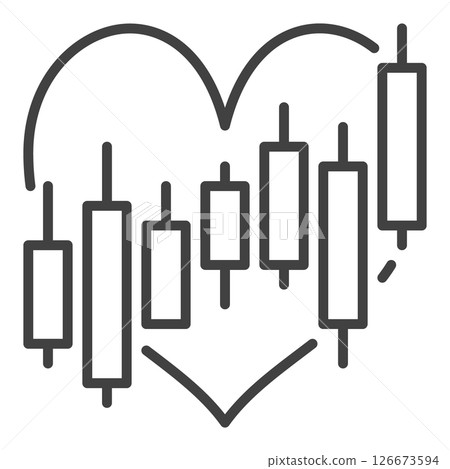 Candlestick Chart inside Heart vector Trading outline icon or symbol Candlestick Chart inside Heart vector Trading outline icon or symbol 126673594