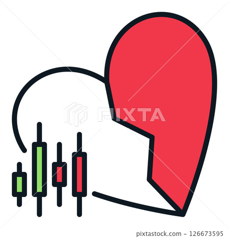 Candlestick Pattern and Broken Heart vector I Hate Trading colored icon or symbol Candlestick Pattern and Broken Heart vector I Hate Trading colored icon or symbol 126673595