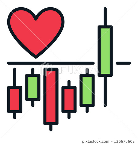 Crypto Chart with Red Heart Shape vector colored icon or design element Crypto Chart with Red Heart Shape vector colored icon or design element 126673602
