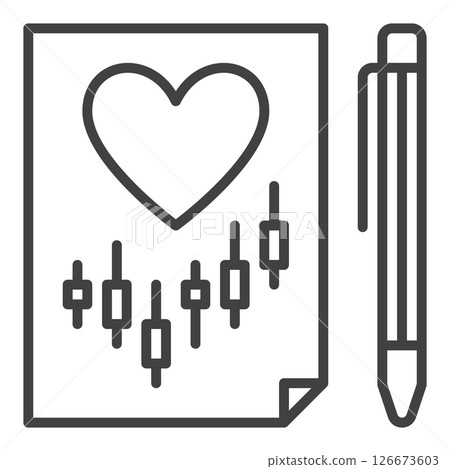 Document with Heart and Investment Chart vector Finance Love linear icon or symbol Document with Heart and Investment Chart vector Finance Love linear icon or symbol 126673603