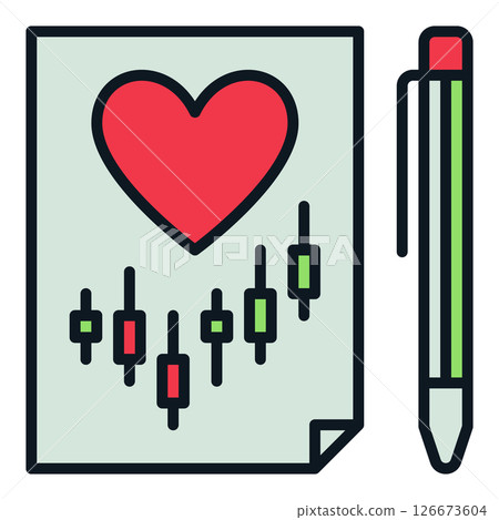 Document with Red Heart and Investment Chart vector Finance Love colored icon or logo element Document with Red Heart and Investment Chart vector Finance Love colored icon or logo element 126673604