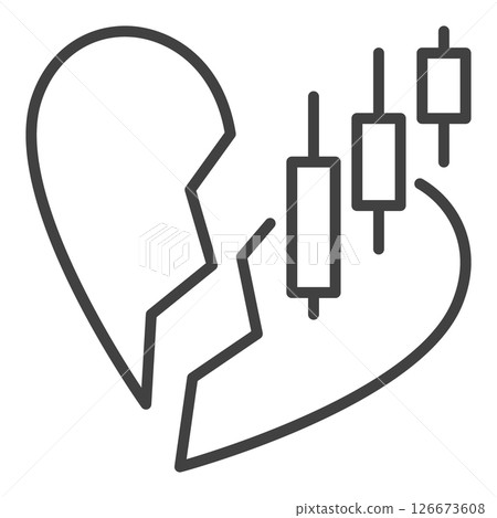 Financial Chart and Broken Heart vector I Don't Like Trading linear icon or symbol 126673608