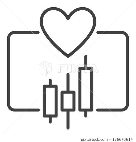 Heart and Trading Graph vector Trading outline icon or symbol 126673614