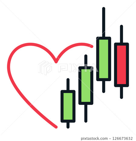 Trading Graph and Heart Combo vector Crypto Trading colored icon or symbol Trading Graph and Heart Combo vector Crypto Trading colored icon or symbol 126673632
