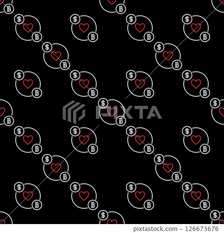 BTC and Dollar with Heart vector Crypto Traders and Investors seamless pattern in outline style BTC and Dollar with Heart vector Crypto Traders and Investors seamless pattern in outline style 126673676