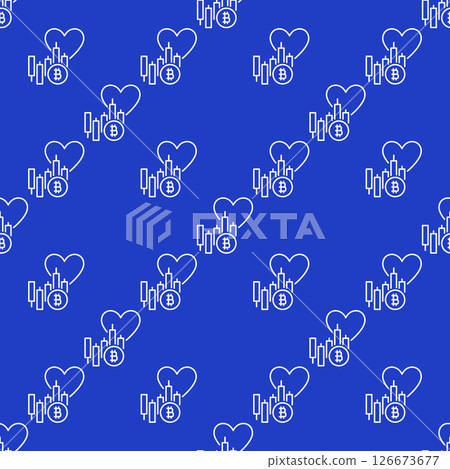 BTC Market Chart with Heart vector Trading outline seamless pattern BTC Market Chart with Heart vector Trading outline seamless pattern 126673677