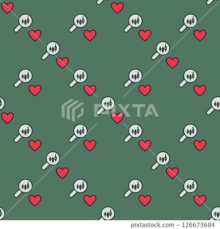 Candlestick Graph inside Magnifier glass and Red Heart vector Love for Investing colored seamless pattern Candlestick Graph inside Magnifier glass and Red Heart vector Love for Investing colored seamless pattern 126673684