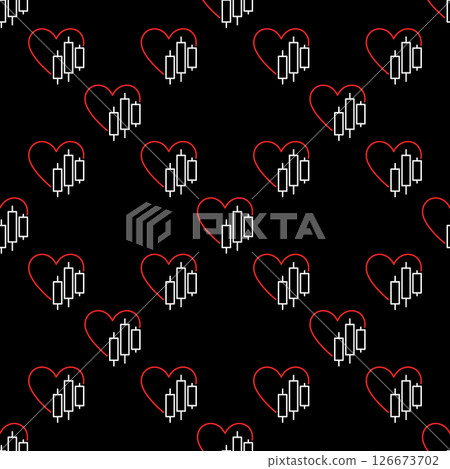 Heart and Chart vector thin line minimal seamless pattern 126673702