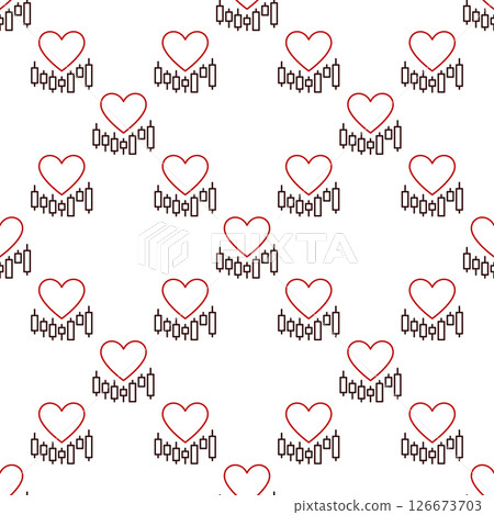 Heart with Candlestick Pattern vector I Love Trading seamless pattern in thin line style 126673703