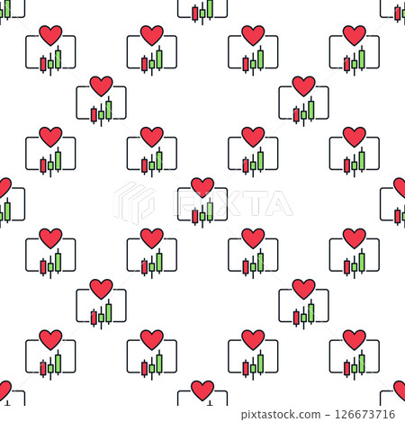 Trading Graph with Red Heart vector Trading colored seamless pattern Trading Graph with Red Heart vector Trading colored seamless pattern 126673716
