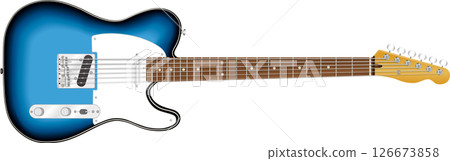 藍色逼真電吉他 藍色逼真電吉他 126673858