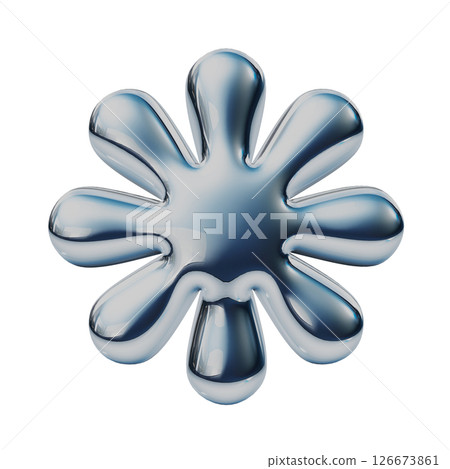 Metallic flower icon Y2K style illustration Metallic flower icon Y2K style illustration 126673861