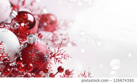 Beautiful festive Christmas interior with red and white flowers. AI Generated Beautiful festive Christmas interior with red and white flowers. AI Generated 126674388