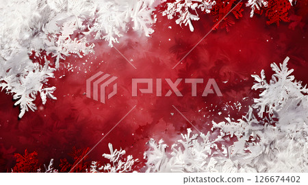 Beautiful festive Christmas interior with red and white flowers. AI Generated 126674402