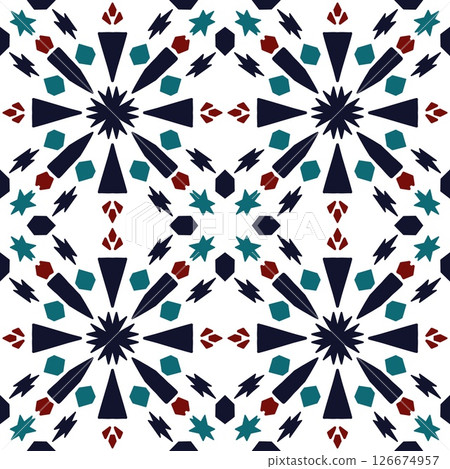 Azulejo pattern, tiles, Portuguese designs. Hand painted with watercolor blue earthenware with floral arabesques. Suitable for printing on fabric, home decor, wallpaper and stationery. Floral mosaic Azulejo pattern, tiles, Portuguese designs. Hand painted with watercolor blue earthenware with floral arabesques. Suitable for printing on fabric, home decor, wallpaper and stationery. Floral mosaic 126674957