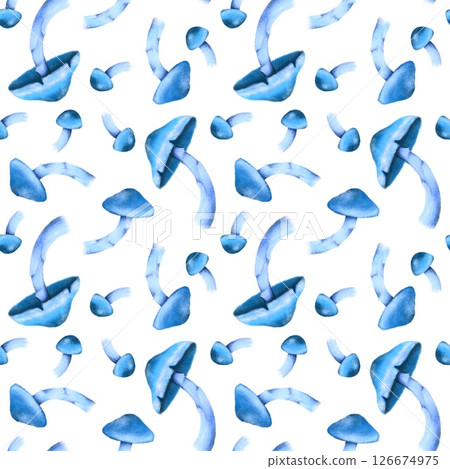Seamless pattern with autumn leaves and mushrooms, perfect for seasonal textiles, wallpaper, wrapping paper, greeting cards, and home decor. 126674975