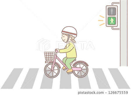 騎自行車過馬路的女孩 騎自行車過馬路的女孩 126675559