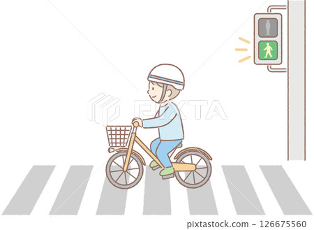 男孩騎著自行車過馬路 男孩騎著自行車過馬路 126675560