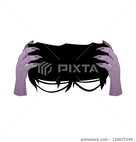 Creepy zombie gray hands show a sign board, vector cartoon dead human body limbs presentation black plank banner Creepy zombie gray hands show a sign board, vector cartoon dead human body limbs presentation black plank banner 126675594