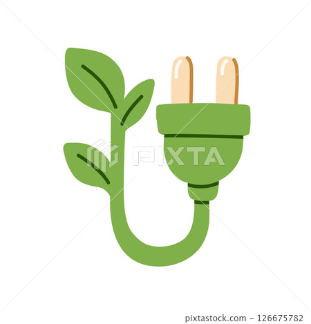 EcoFriendly Energy Plug featuring a beautiful Leaf Design for a sustainable future Vector illustration EcoFriendly Energy Plug featuring a beautiful Leaf Design for a sustainable future Vector illustration 126675782