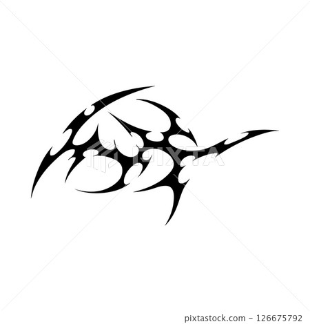 Neo tribal vector element, cyber sigilism design, abstract ornament curly sharp shape, gothic streetwear grunge emblem 126675792