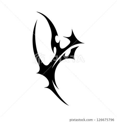 Neo tribal, cyber sigilism vector element, gothic ornament swirl sharp shape, abstract horn black pattern stencil design Neo tribal, cyber sigilism vector element, gothic ornament swirl sharp shape, abstract horn black pattern stencil design 126675796