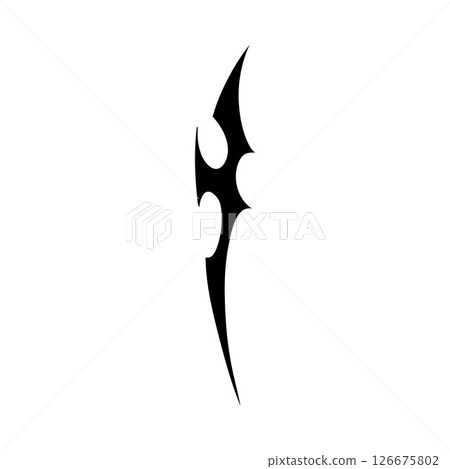 Tribal y2k graphics. Vector illustration of black silhouette for tattoo, logo, body art icons. 126675802