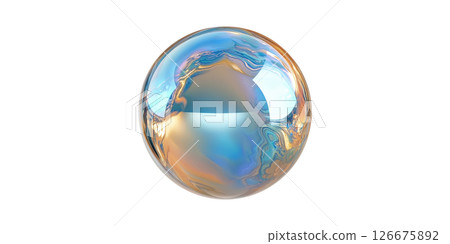Iridescent Glass Sphere With Multicolored Reflections. Abstract Art And Design Element Isolated On Transparent Background Iridescent Glass Sphere With Multicolored Reflections. Abstract Art And Design Element Isolated On Transparent Background 126675892
