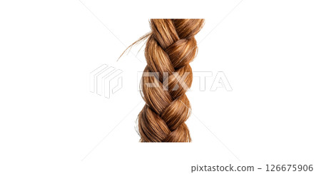 Close-Up Of Brown Braided Hair. Haircare And Styling Concept Isolated On Transparent Background 126675906