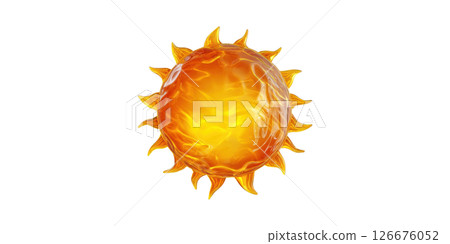 Glowing Sun Illustration With Fiery Texture. Symbol Of Energy And Warmth Isolated On Transparent Background 126676052