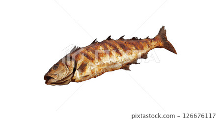 Grilled Whole Fish. Culinary Presentation And Seafood Cuisine Isolated On Transparent Background Grilled Whole Fish. Culinary Presentation And Seafood Cuisine Isolated On Transparent Background 126676117