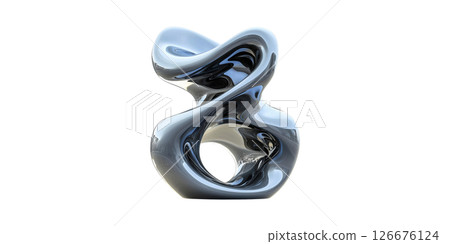 Futuristic Abstract Sculpture With Metallic Finish. Modern Art And Design Concept Isolated On Transparent Background 126676124