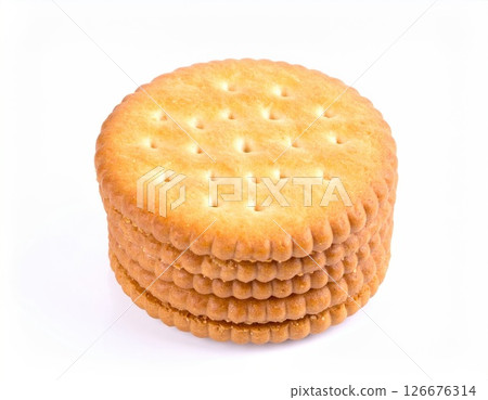 Stack of Golden Crispy Round Butter Cookies Stack of Golden Crispy Round Butter Cookies 126676314