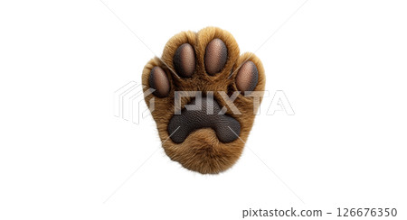 Realistic Dog Paw Print. Symbol Of Pets, Care, And Animal Companionship Isolated On Transparent Background 126676350