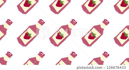 Seamless Raspberry Juice Bottle Pattern 126676433