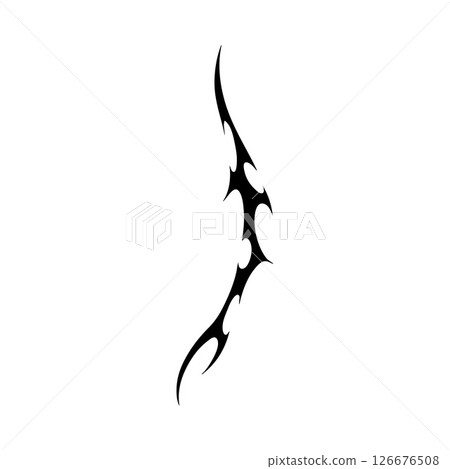 Neo tribal, Cyber sigilism vector design element, gothic black horn pattern, Y2K abstract ornament curly sharp shape 126676508