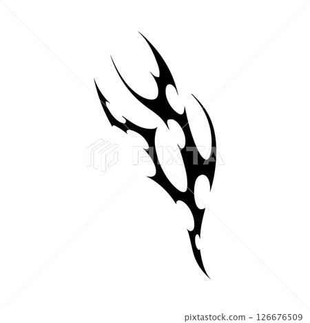 Neo tribal, cyber sigilism vector element, gothic ornament swirl sharp shape, abstract horn black pattern design 126676509