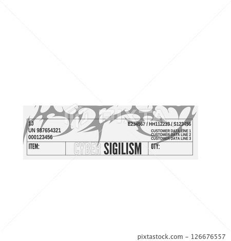 Neo tribal ticket template vector design, cyber sigilism, Y2K aesthetic of 90s, gray ornament swirl sharp shapes, coupon Neo tribal ticket template vector design, cyber sigilism, Y2K aesthetic of 90s, gray ornament swirl sharp shapes, coupon 126676557