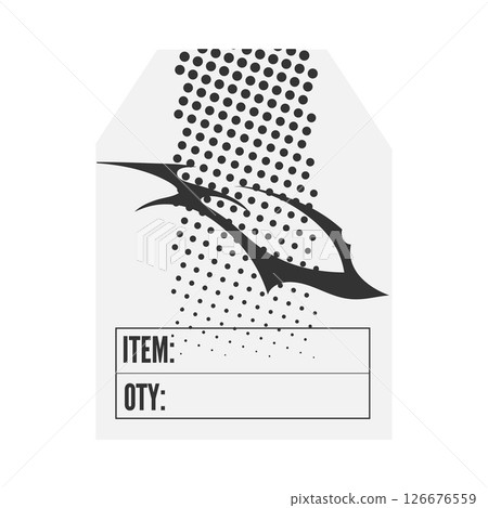 Neo tribal tag, label template vector design, cyber sigilism element on dotted pattern, Y2K ornament swirl sharp shapes Neo tribal tag, label template vector design, cyber sigilism element on dotted pattern, Y2K ornament swirl sharp shapes 126676559