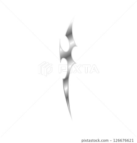 Abstract shape in cyber tribal y2k style. Gothic pattern illustration with metallic shine. Abstract shape in cyber tribal y2k style. Gothic pattern illustration with metallic shine. 126676621