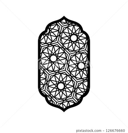 Vector black window frame with arabesques, islamic traditional architecture. 126676660
