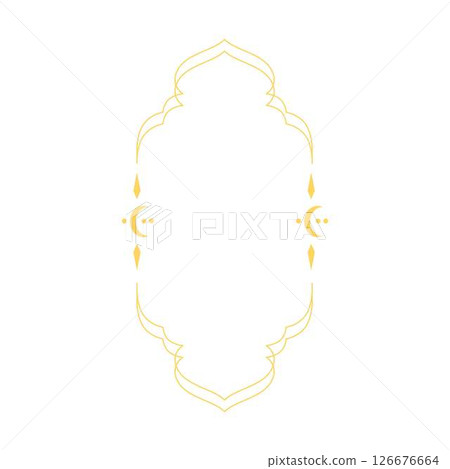 Vector frame in oriental style with golden lines, crescents and decorative elements. Vector frame in oriental style with golden lines, crescents and decorative elements. 126676664
