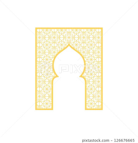 Vector oriental arch with dome shape and golden geometric ornament. Vector oriental arch with dome shape and golden geometric ornament. 126676665