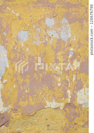 Old weathered wall with peeling paint in Nova Bystrice, Czechia 126676798